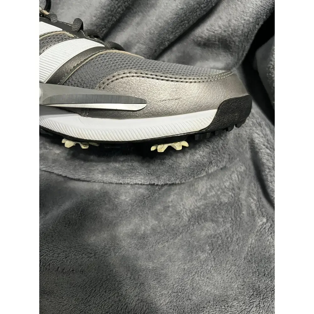 Mens 11.5 Adidas Tech Response 2.0 Gray White Lace Up Golf Shoe Soft Spikes